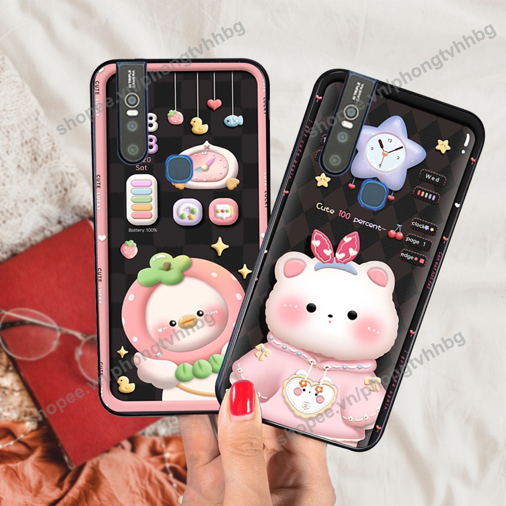 Ốp lưng Vivo V15 / V15 Pro gấu,thỏ trắng , đồng hồ dễ thương cute cực đẹp