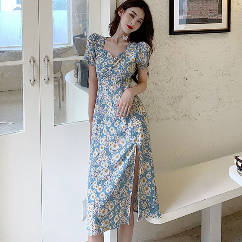 Đầm Hoa Tay Phồng Xinh Xắn Dành Cho Nữ