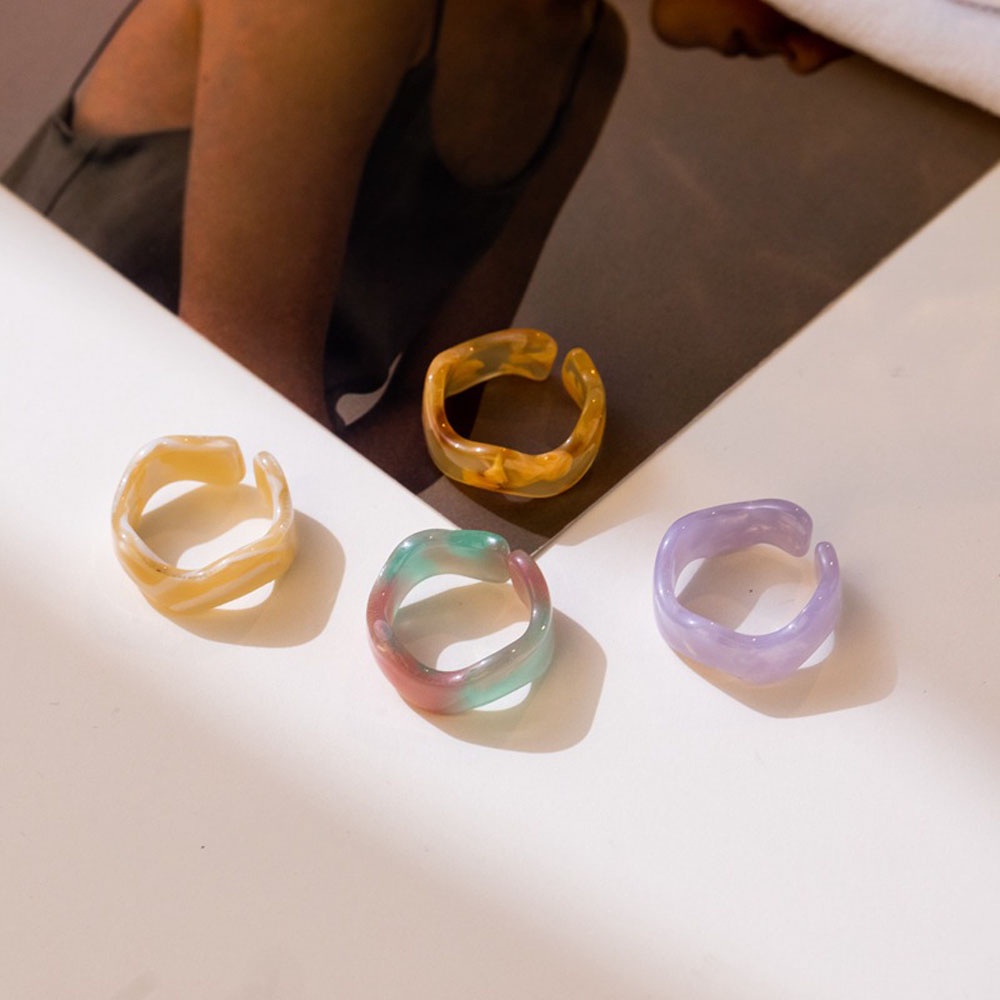 Epoch Nhẫn Đeo Ngón Tay Bằng Nhựa Resin Màu Kẹo Phong Cách Hàn Quốc Thời Trang Mùa Hè Cho Nữ 2021