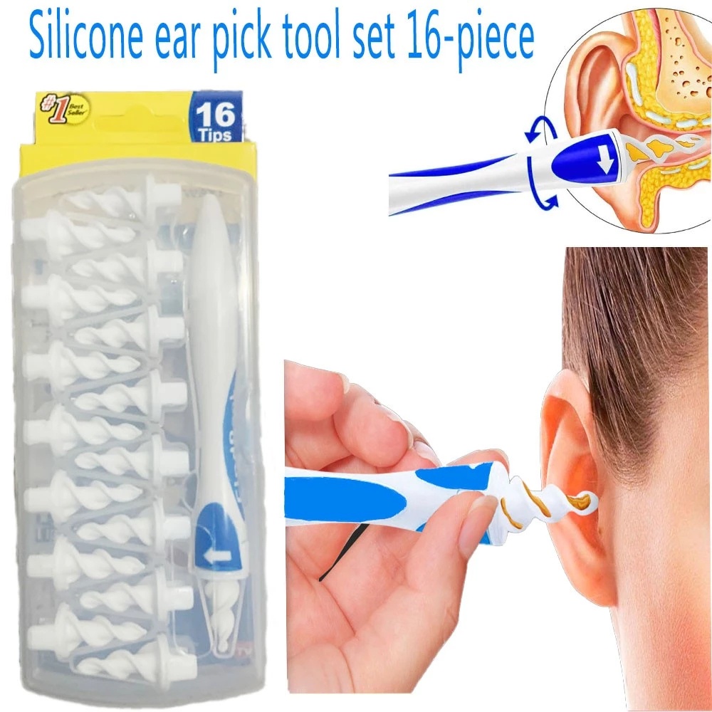 Bộ Dụng Cụ Vệ Sinh Tai 16 Món Bằng Silicon Chuyên Dụng