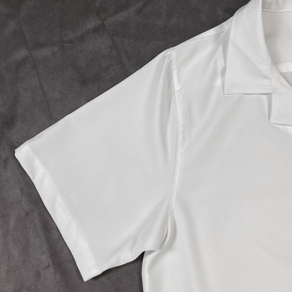 Áo sơ mi Trắng Hoa Cúc ngắn tay form rộng unisex nam nữ vải lụa | BigBuy360 - bigbuy360.vn