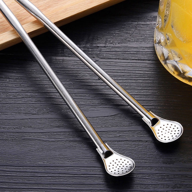 Bộ Ống Hút Bằng Thép Không Gỉ 304 Kèm Muỗng Và Cọ Vệ Sinh