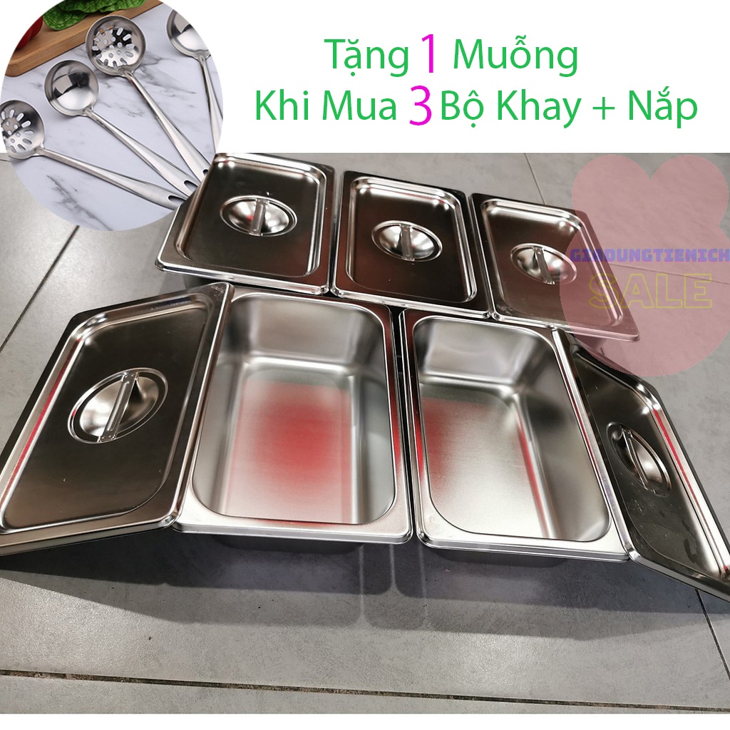 Khay Inox Đựng Thạch Topping Đựng Thực Phẩm Đựng Kem GN 1/4