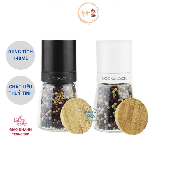 Dụng Cụ Xay Tiêu Cầm Tay Lock&Lock CKO115 Chất Liệu Thủy Tinh, Hũ Xay Tiêu Lock&Lock Lưỡi Nghiền Bằng Sứ Siêu Bền