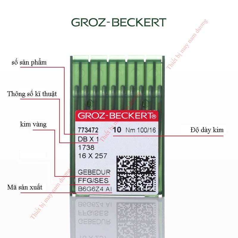 KIM ĐỨC  CHỊU NHIỆT THÂN  VÀNG Grozbeckert DBx1 máy may 1 kim công nghiệp các loại