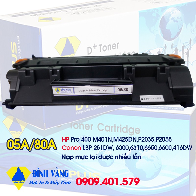 Hộp mực DPLUS 05A/80A - HP PRO 400 M401N/M425DN/P2035/P2055 - CANON LBP 251DW/6300/6310/6650/6600/416DW