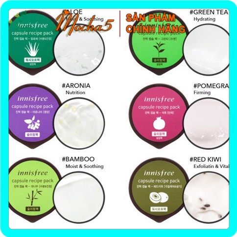 Mặt nạ hũ mini INNISFREE Capsule Recipe Pack Mask rửa và ngủ nuôi dưỡng da mịn màng 10ml