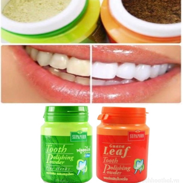 Bột tẩy trắng răng Supaporn Tooth Polishing Powder Thái Lan 90g sạch răng, thơm miệng, ngừa sâu răng