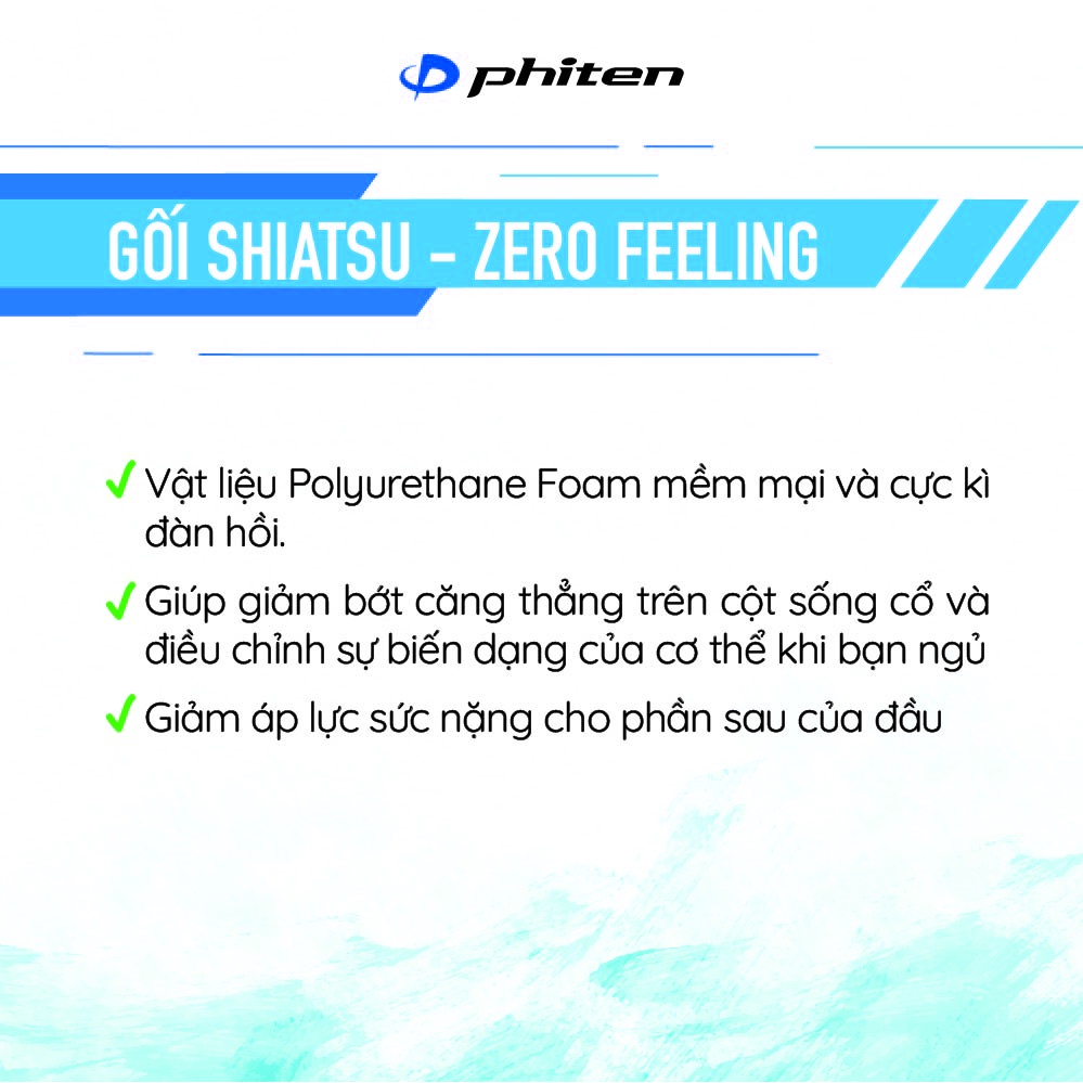 Gối ngủ hỗ trợ giấc ngủ Phiten star series AQUAGOLD SHIATSU PILLOW_ZERO FEELING YO594000