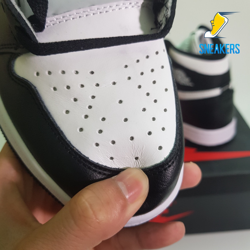 Giày Jordan 1 High Panda Black White Cao Cấp Fullbox, Giày thể thao jordan 1 cổ cao đen trắng da nhăn, lót 2 lớp êm chân