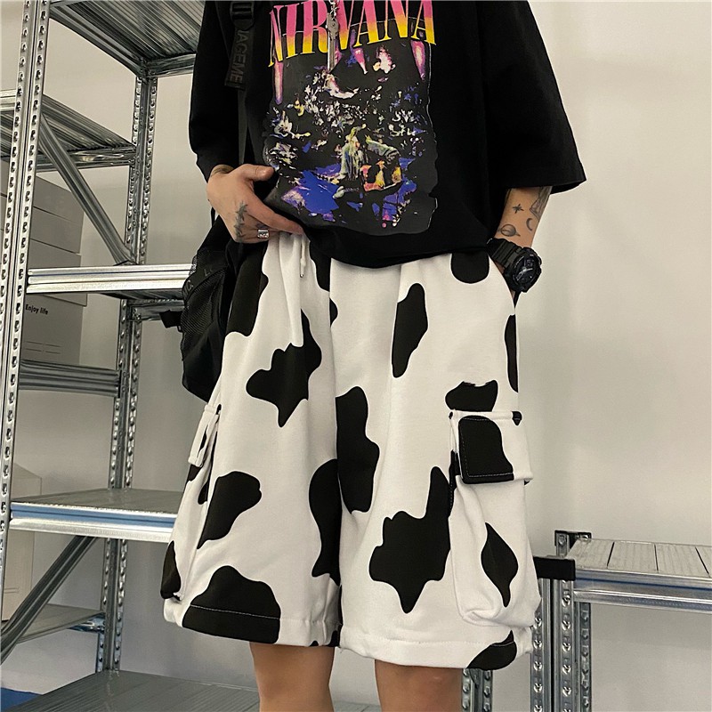 Quần Shorts Túi Hộp Họa Tiết Bò Sữa Hot Hit - Ảnh Thật - Titto Closet