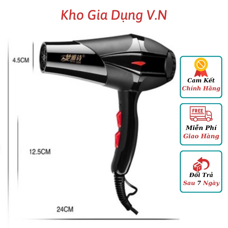 Máy sấy tóc salon tạo kiểu 2 chiều nóng lạnh hiện đại công suất lớn 2200W, hàng chính hãng dễ dàng sử dụng, BH 6 tháng