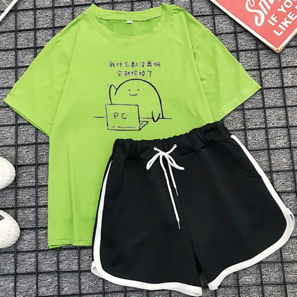 Sét bộ áo thun thú làm việc kèm quần đùi viền chất cotton siêu xinh 80