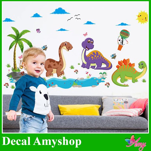 Decal dán tường ba chú khủng long