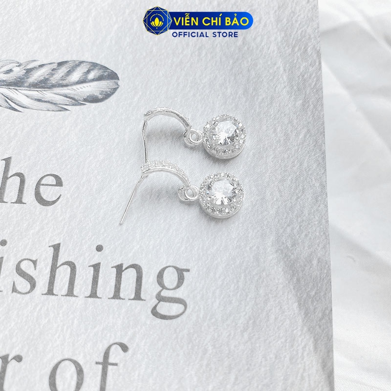 Bông tai bạc nữ mặt tròn đá trắng chất liệu bạc S925 thời trang phụ kiện trang sức nữ Viễn Chí Bảo B400506x