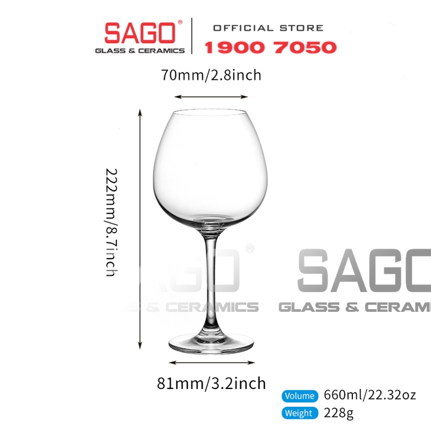Ly thủy Tinh Pha Lê IDELITA SEINE Burgundy wine Crystal Glasses 660ml