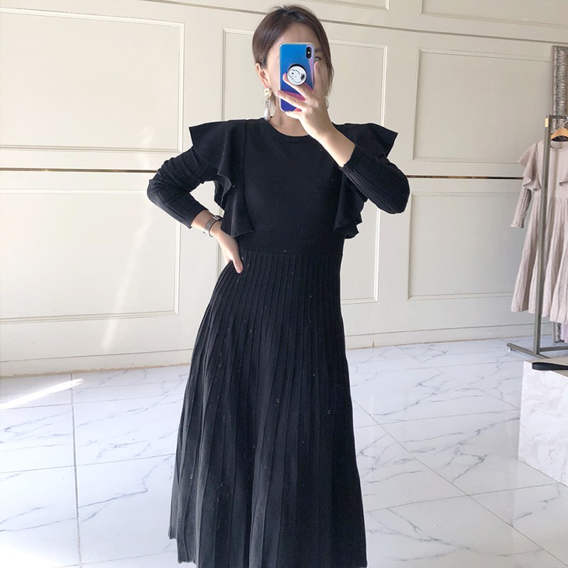 Váy len dáng dài xoè thun eo