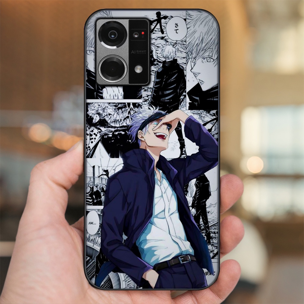 Ốp lưng Oppo Reno 7 4G viền đen in hình Satoru Jujutsu Kaisen