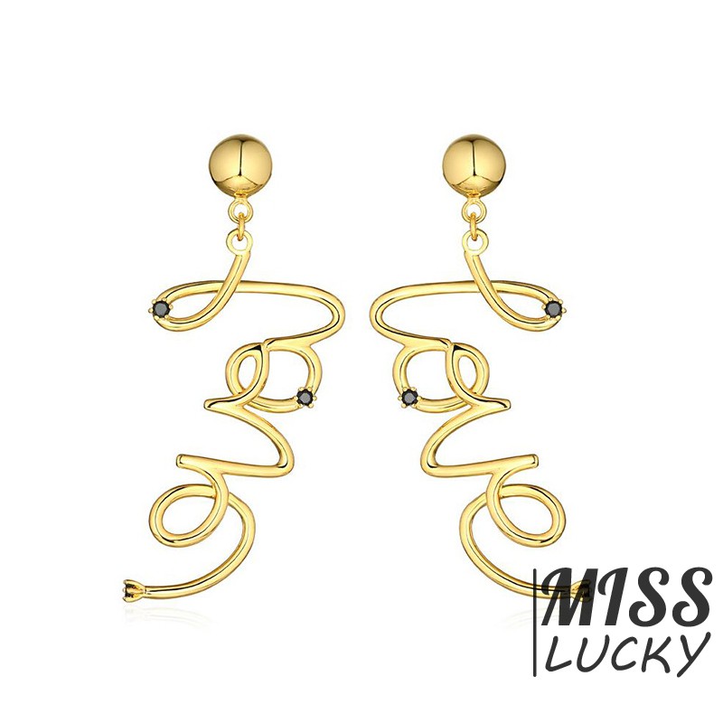 Khuyên tai hình chữ cái đính đá phong cách bohemian thanh lịch dành cho nữ