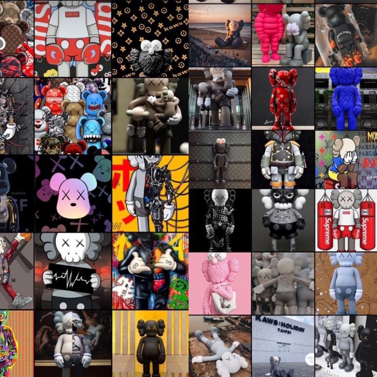 DECAL POSTER DÁN TƯỜNG TRANG TRÍ CỬA HÀNG/CAFE CHỦ ĐỀ KAWS X BEARBRICK