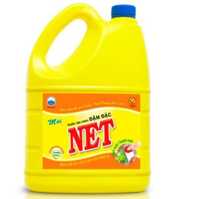 Nước rửa chén Net đậm đặc Vitamin E hương chanh 1.5kg ( Dung tích thực 1.46L - HSD : 2023 )