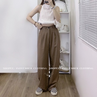 Quần tây ống suông màu nâu, đen - Quần ông suông phong cách ulzzang
