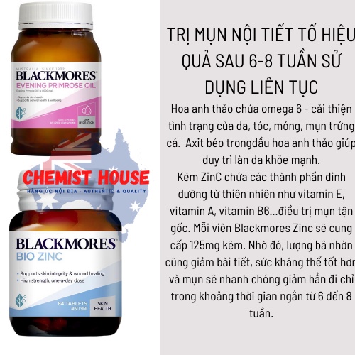 [Hàng chuẩn Úc] Combo giảm mụn, trắng sáng đẹp da (Blackmores Hoa Anh Thảo + Kẽm Zinc) date 2023 | BigBuy360 - bigbuy360.vn