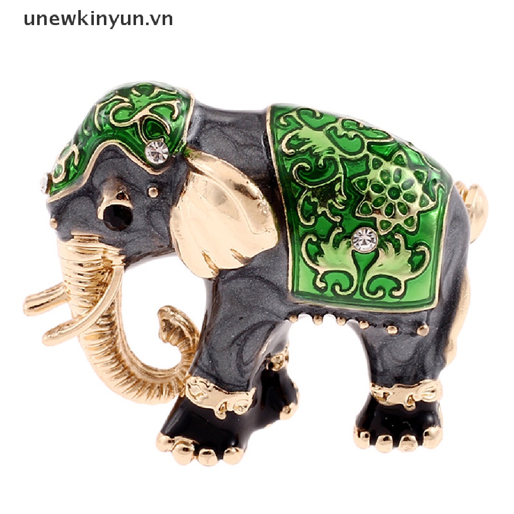 UU Animal Enamel Crystal Elephant Brooch Pin Women Costume Bouquet  Pin Jewelry UU