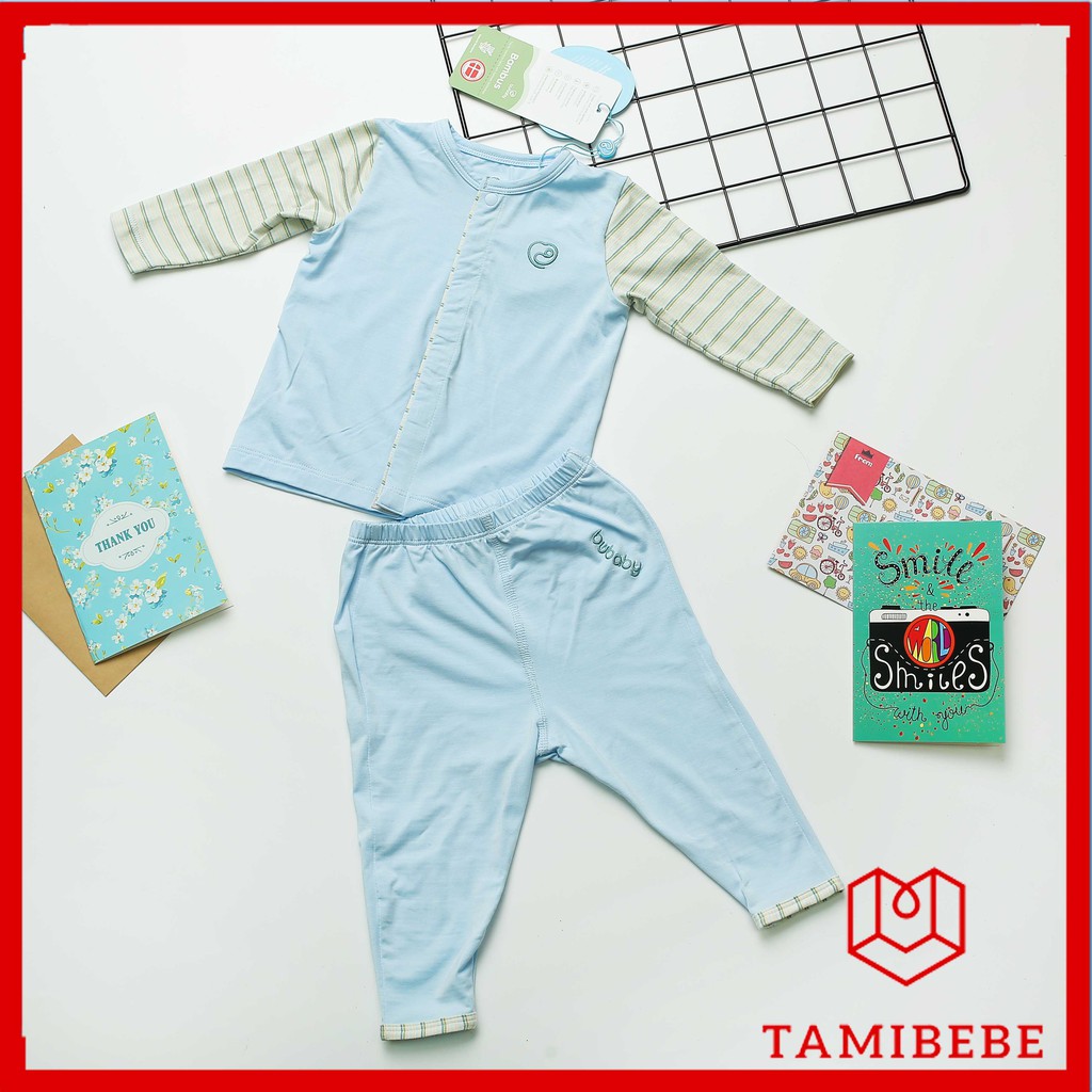 Quần áo sơ sinh Bu Baby wear , bộ cài giữa dài tay - TAMIBEBE