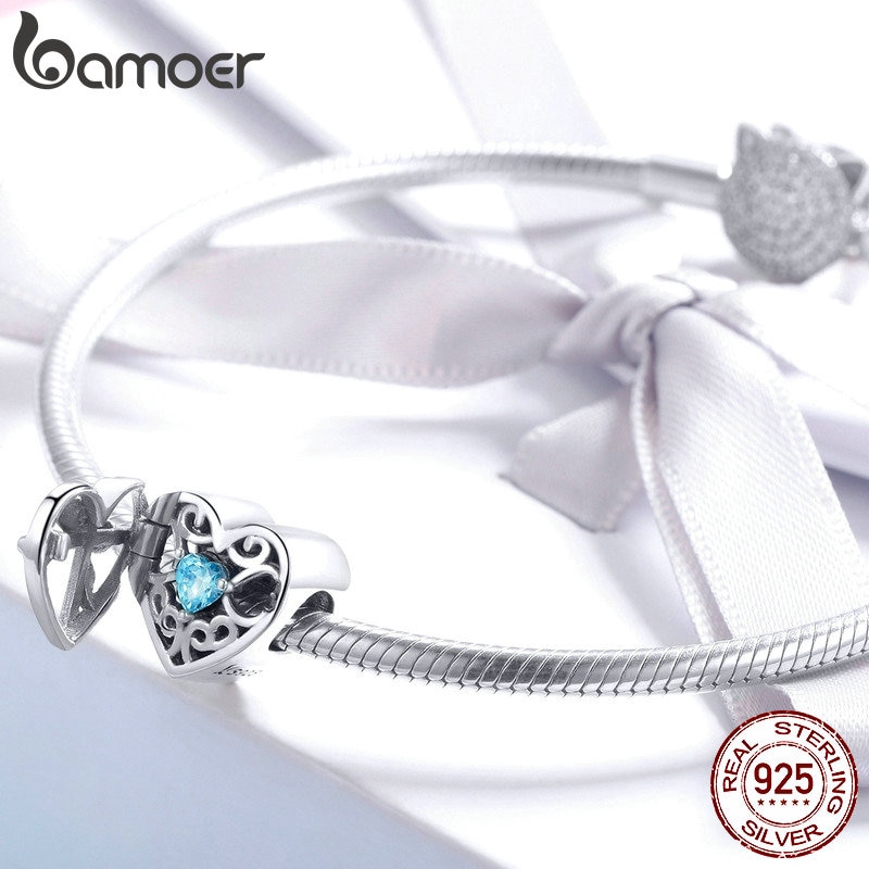 Hạt Phụ Kiện Bamoer SCC1053 Trái Tim Dạng Hộp Dùng Làm Trang Sức