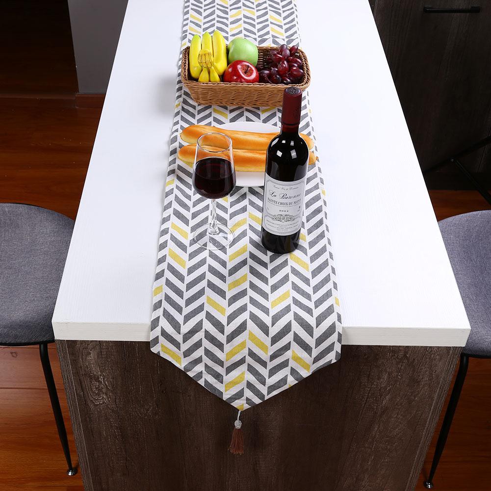 【Cash On Delivery】JK H&L Modern Nordic Style Geometric Pattern Linen Table Runner Simple Tablecloth Muswanna