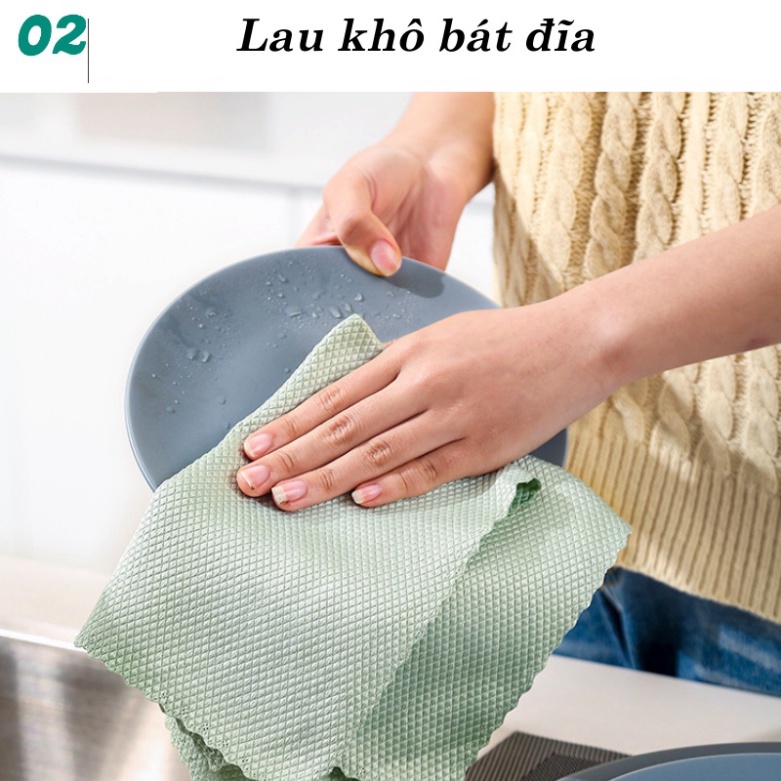 Khăn lau đa năng Fujiwaga,lau ô tô, lau cửa kính, khăn nhà bếp siêu mềm, siêu sạch, không để lại cặn bụi 25cmx25cm