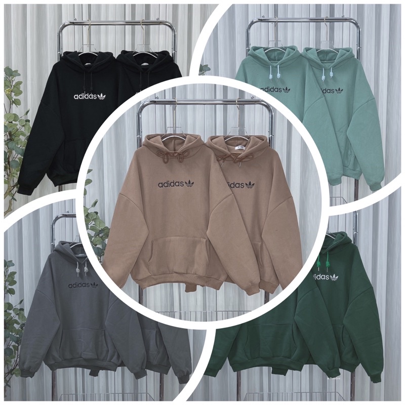 Áo hoodie form rộng vải nỉ Ngoại Thêu Adi Unisex