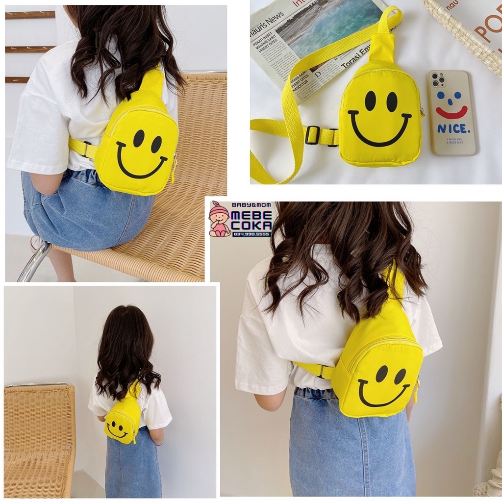 Túi đeo chéo cho bé hình mặt cười, túi trẻ em mini đi chơi – du lịch phong cách hàn quốc siêu cute, ngộ nghĩnh.