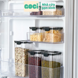 Hộp nhựa đựng ngũ cốc thực phẩm khô tủ lạnh bảo quản hạt khô bánh quy có nắp kín