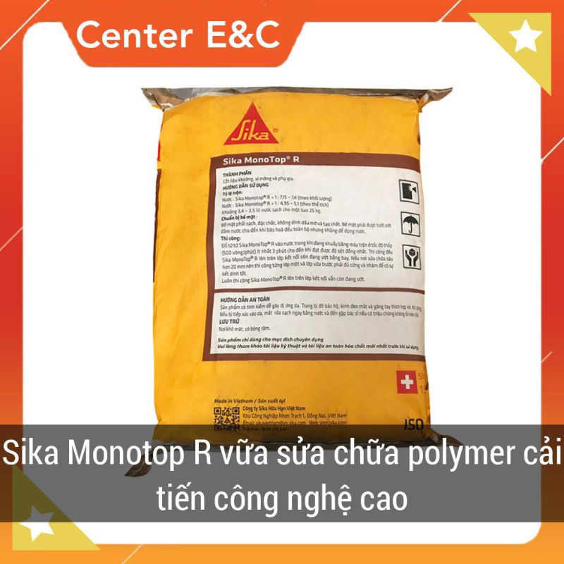 [CHÍNH HÃNG] Vữa sửa chữa Sika Monotop R gốc polymer cải tiến công nghệ cao 25kg Giá rẻ