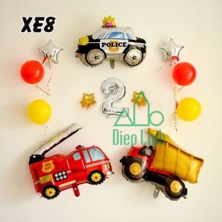 Sét bóng trang trí sinh Nhật cho bé mẫu 3 xe