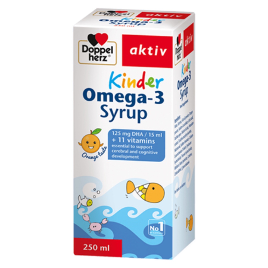 Omega 3 Cho Bé Doppelherz Kinder Omega 3 Syrup - Giúp Phát Triển Trí Não &amp; Tăng Cường Thị Lực Cho Trẻ (Chai 250ml)