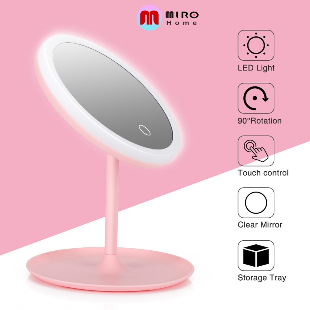 Gương đèn led cảm ứng cùng 3 chế độ ánh sáng, gương trang điểm đèn led cao cấp MIROHOME