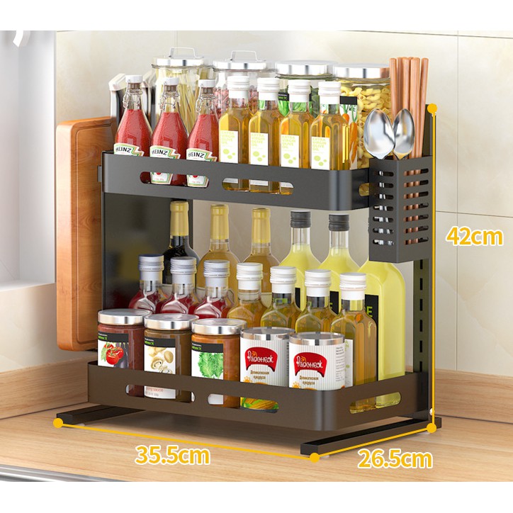 Kệ đựng gia vị inox không gỉ giá 2 tầng B077 sơn tĩnh điện