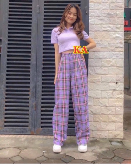 Quần kẻ xuông cúc K.AU654
