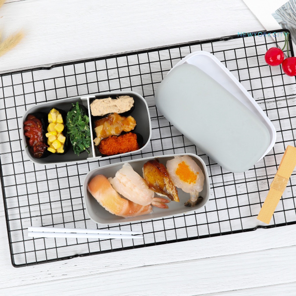 Hộp Đựng Cơm Trưa 2 Tầng Bằng Nhựa Pp Có Thể Dùng Trong Lò Vi Sóng Kèm Đũa