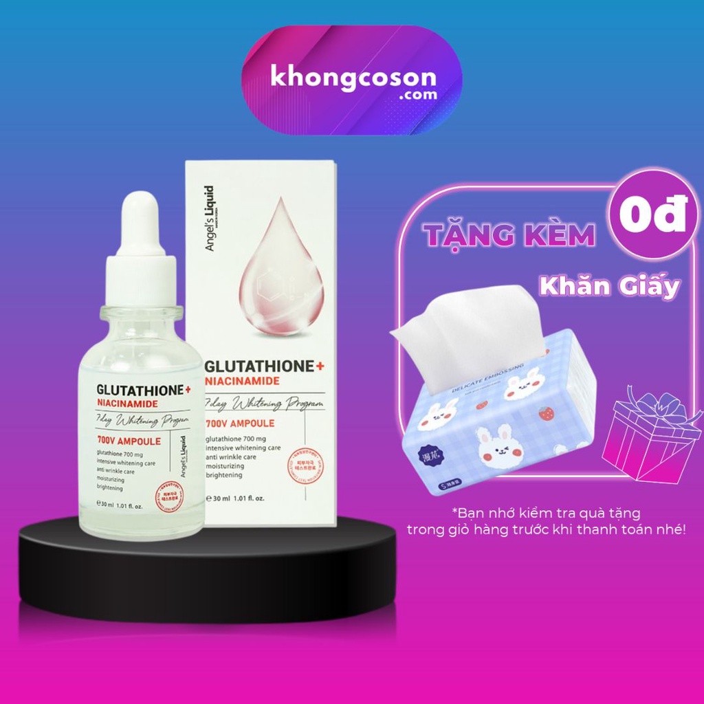 Huyết Thanh Truyền Trắng Xóa Mờ Thâm Nám Angel Liquid Glutathione + Niacinamide 30ml - Khongcoson