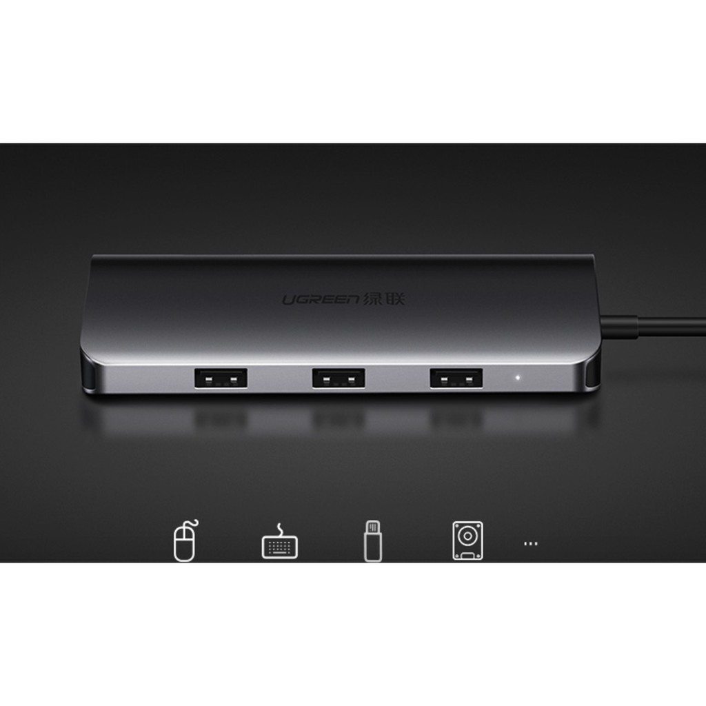 [Freeship] Hub USB Type C đa năng 9 in 1 UGREEN 40873 to VGA, HDMI, Lan, USB 3.0, Thẻ SD