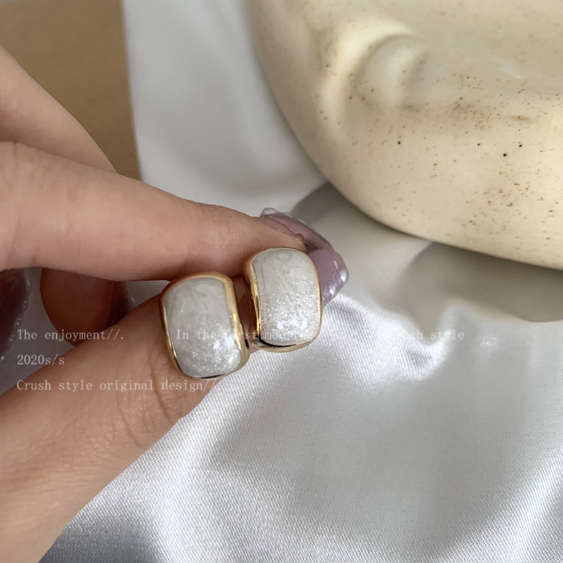 Khuyên tai mạ bạc 925 phong cách Hàn Quốc retro đơn giản thiết kế thời trang