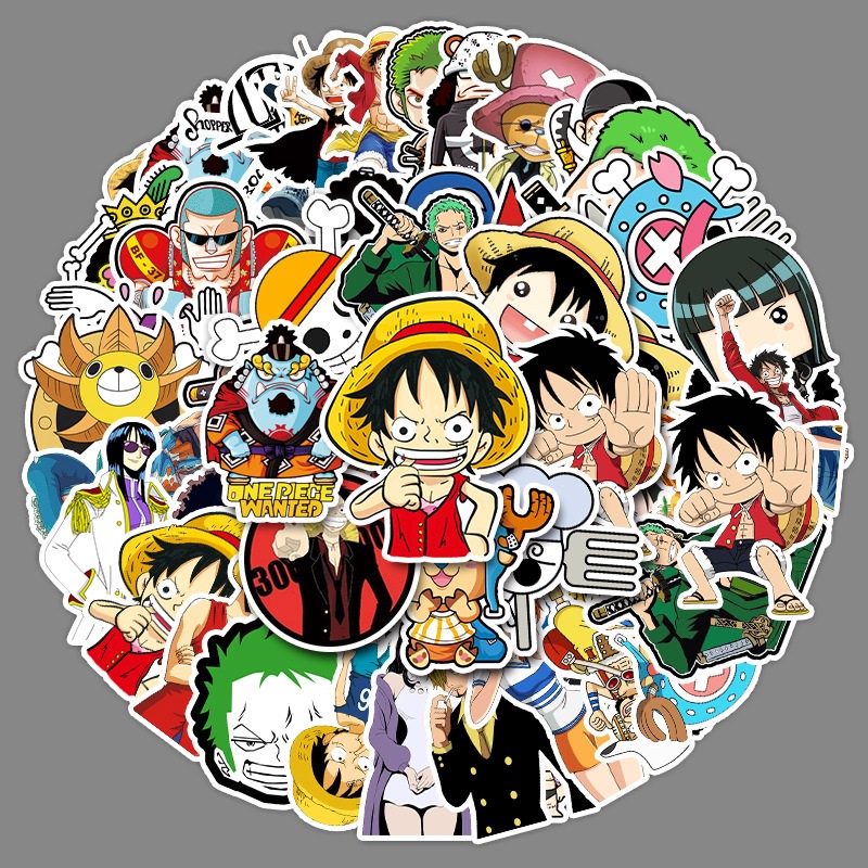Combo 30 Sticker Chống Nước Decal Dán Điện Thoại Laptop Mũ Bảo Hiểm Vali Guitar Bình Nước Sổ Tay [ONE PIECE]