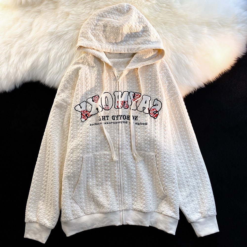 【ZHELIHANGFEI】Áo Hoodie Tay Dài Dáng Rộng Phong Cách Preppy