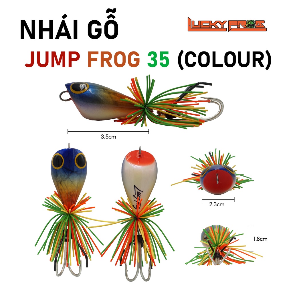 NHÁI GỖ JUMPFROG 35 COLOR - MỒI GIẢ CÂU LURE CÁ LÓC LUCKY THÁI LAN - 3.5CM 6GR