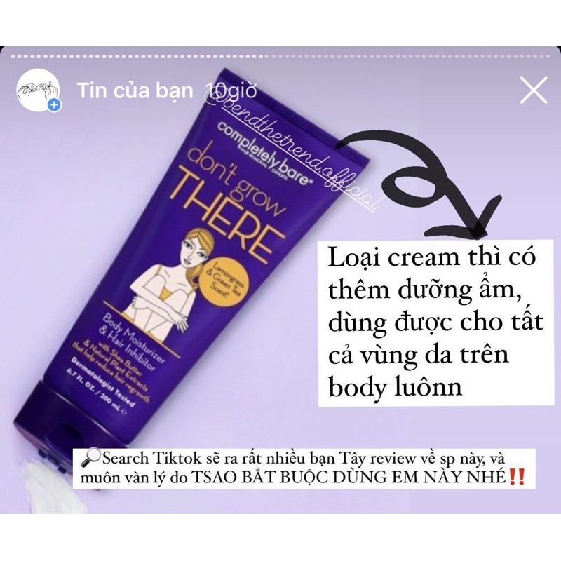 KEM DƯỠNG ẨM ỨC CHẾ LÔNG COMPLETELY BARE DON’T GROW THERE