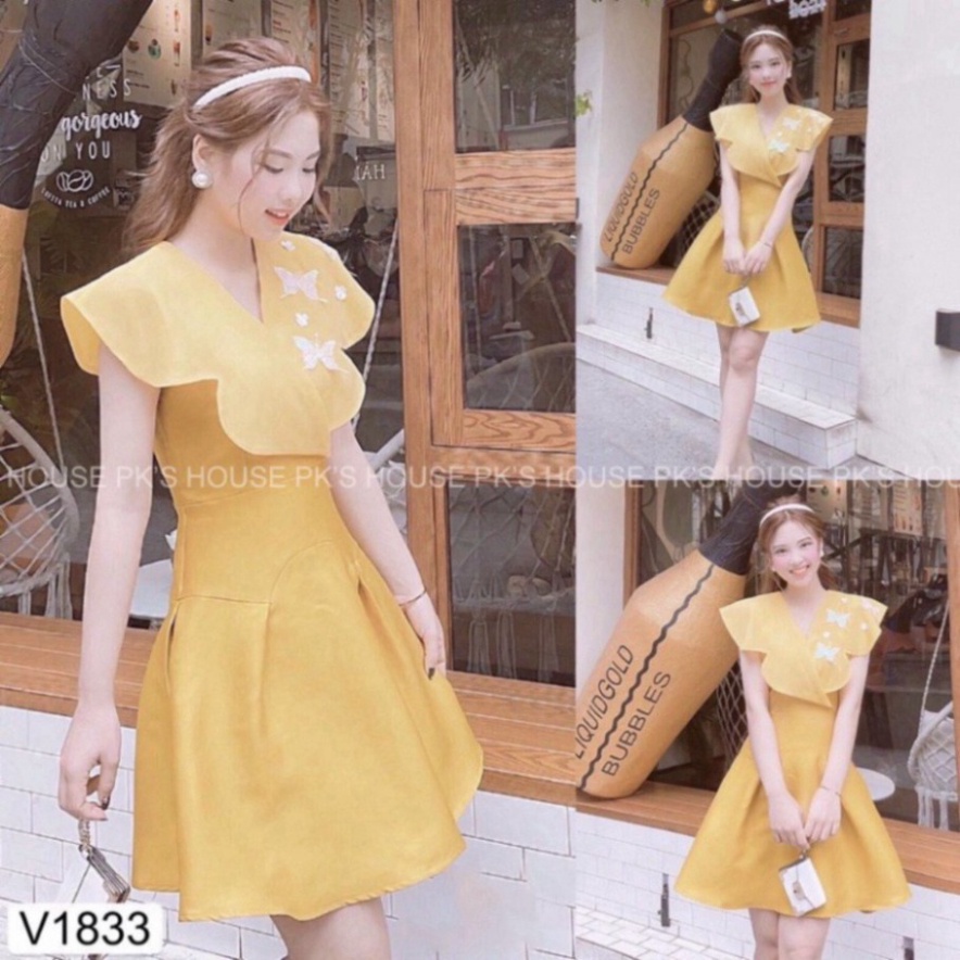 Váy Thiết Kế Dáng Xoè Ngắn Cổ B Thêu Bướm V1833, Đầm Thiết Kế Chất Liệu Mango Cao Cấp - GERME.SHOP | BigBuy360 - bigbuy360.vn